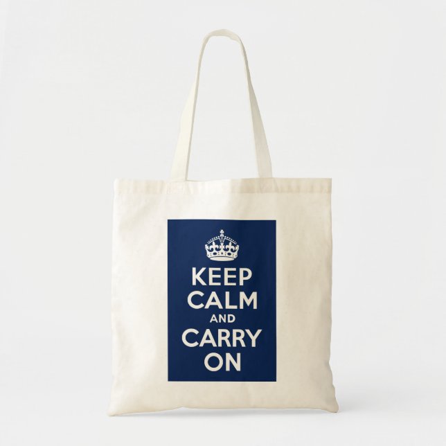 Tote Bag Bleu foncé Gardez le calme et continuer (Devant)