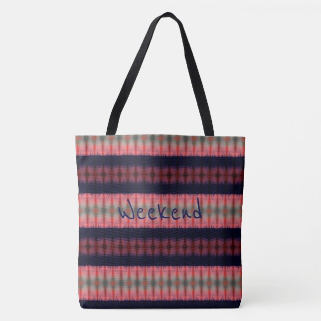Tote Bag Bleu foncé rose et vert (Devant)