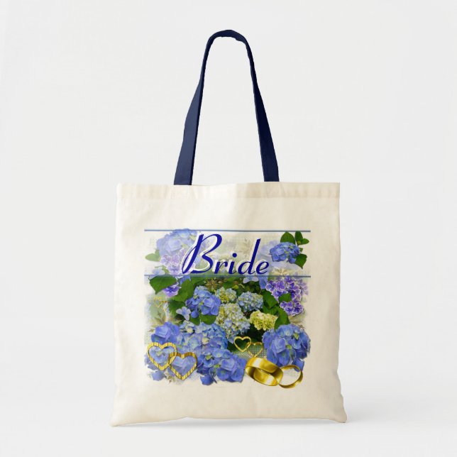Tote Bag BLEU HYDRANGEA ~ Mariage Fourre-tout (Devant)