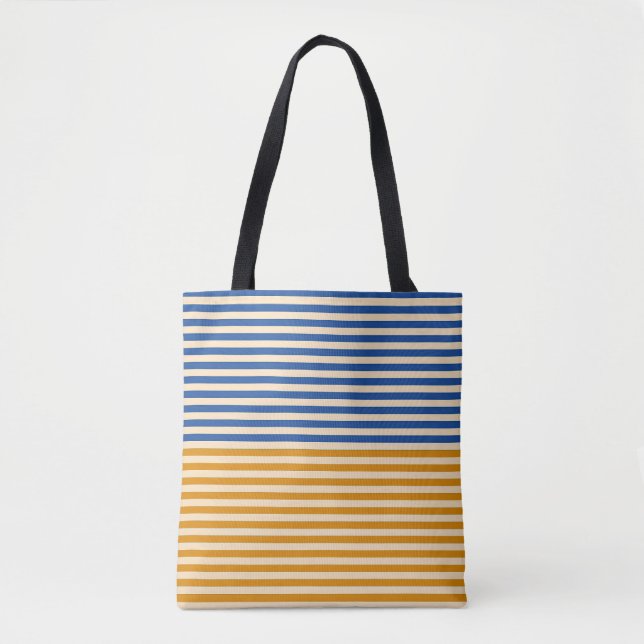 Tote Bag Bleu jaune bande (Devant)