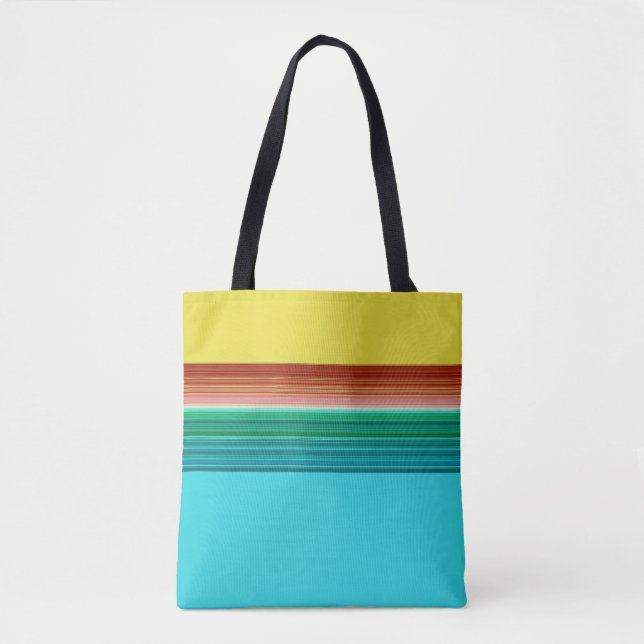 Tote Bag Bleu jaune Multicolor Motif rayé (Devant)