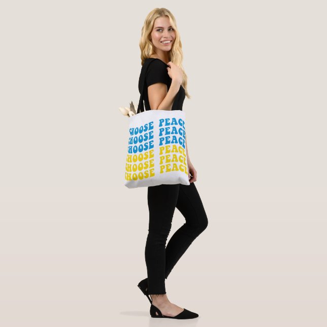 TOTE BAG BLEU & JAUNE UKRAINE CHOISIR LA PAIX (Sur le modèle)