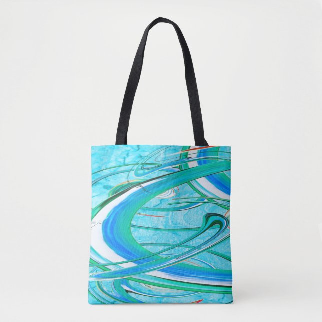Tote Bag Bleu lumineux Tourbillonnant Abstrait Motif fracta (Devant)