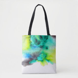 Tote Bag Bleu Marbre vert Tie teint aquarelle