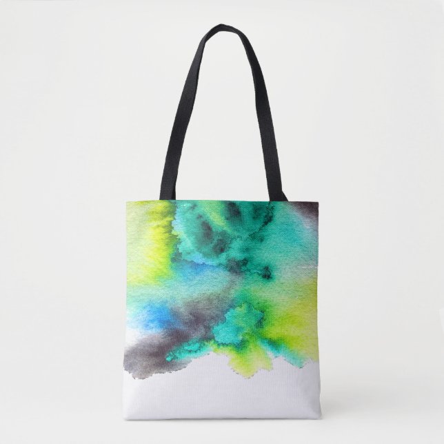 Tote Bag Bleu Marbre vert Tie teint aquarelle (Devant)