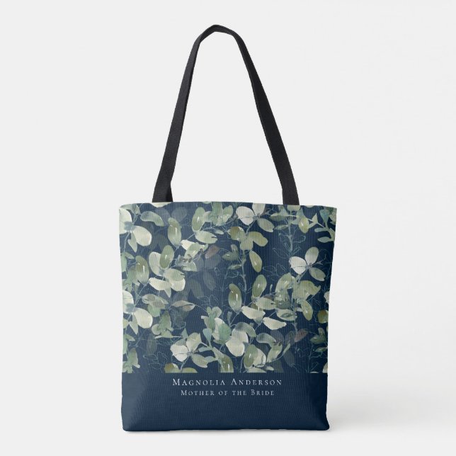 Tote Bag Bleu marine eucalyptus mère de la mariée (Dos)