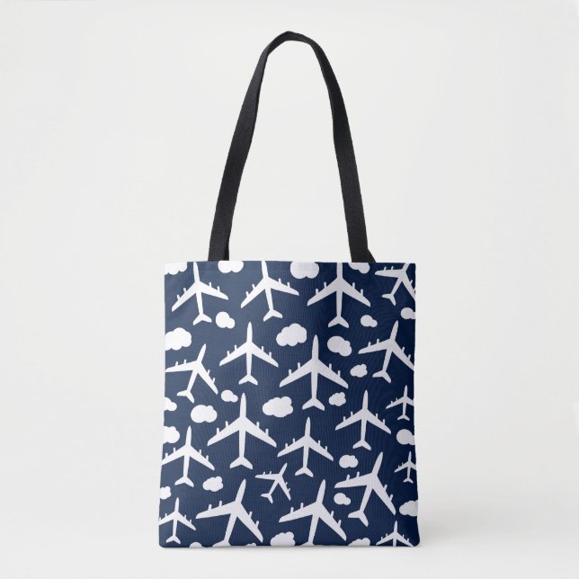 Tote Bag Bleu mignon avion volant conception motif (Devant)