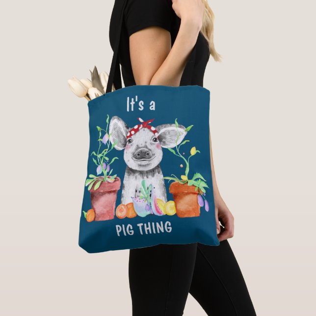Tote Bag Bleu mignon C'est un cochon (De près)