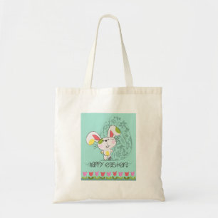 Tote Bag Bleu mignon Joyeux lapin de Pâques