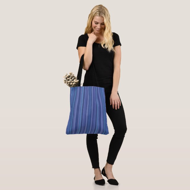 Tote Bag Bleu moderne bande pourpre (Sur le modèle)