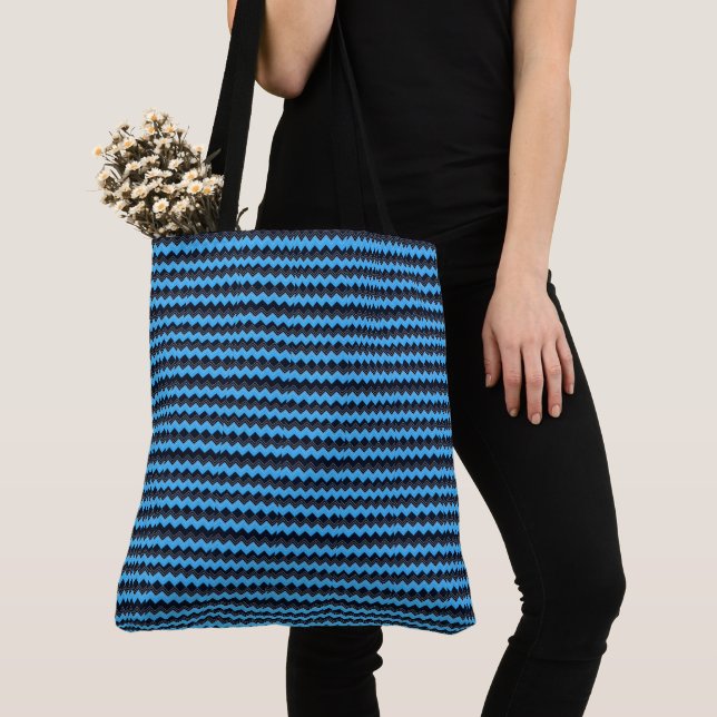 Tote Bag Bleu Moderne Classique Et Noir (De près)