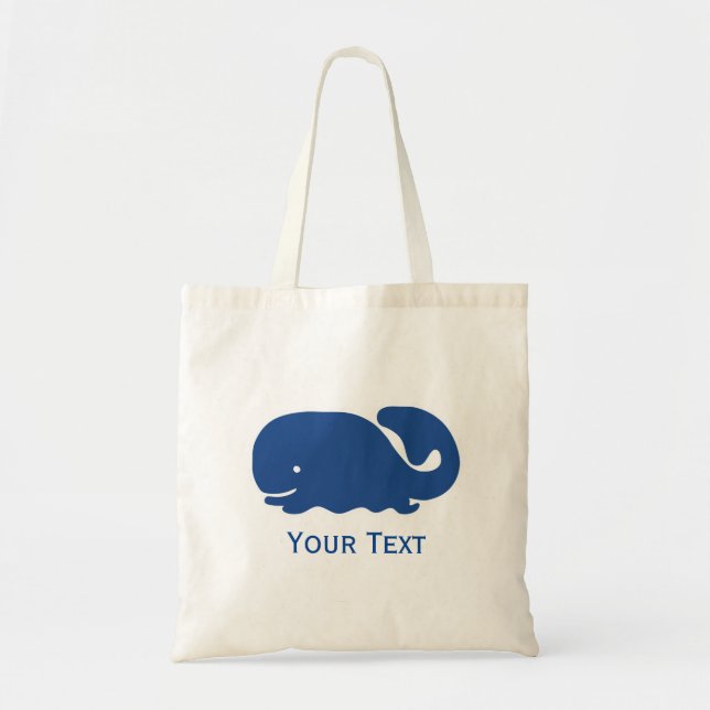 Tote Bag Bleu Nautique Preppy Whale Personnalisée (Devant)