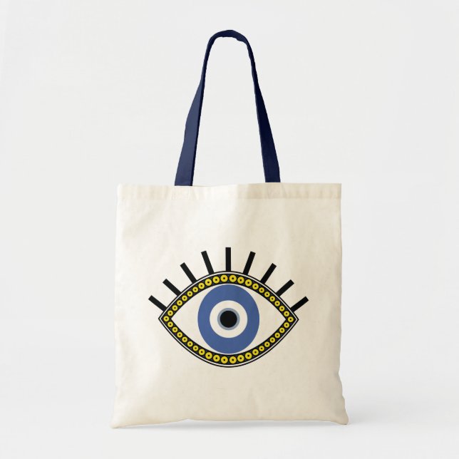 Tote Bag Bleu oeil bonne chance protection grecque de mauva (Devant)