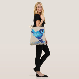 Tote Bag Bleu oiseau de bonheur point de point de point de
