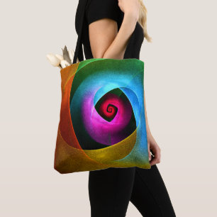 Tote Bag Bleu orange rose moderne Art Abstrait Motif #24