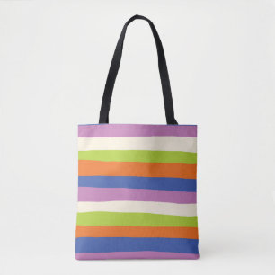 Tote Bag Bleu, orange, violet, vert et