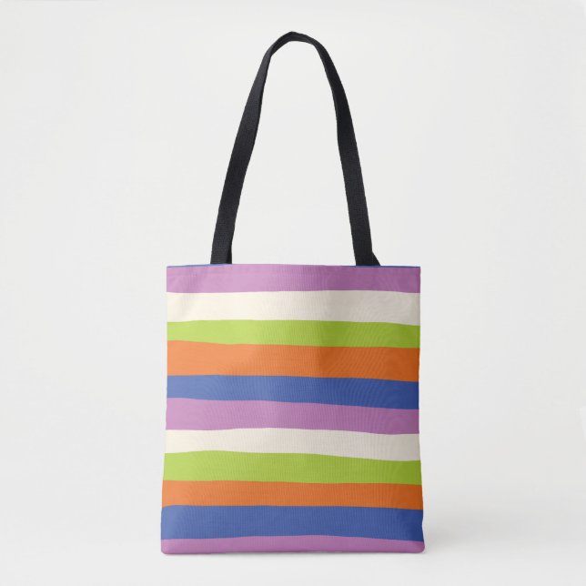 Tote Bag Bleu, orange, violet, vert et (Devant)