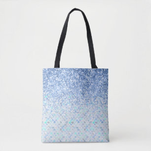 Tote Bag *~* Bleu Pastel Carrelage en marbre Parties scinti