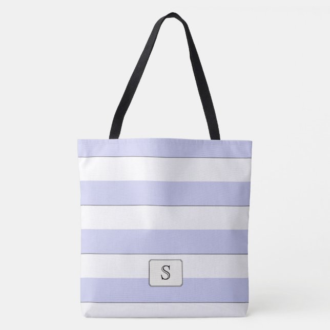 Tote Bag Bleu pastel sur n'importe quel monogramme personna (Devant)