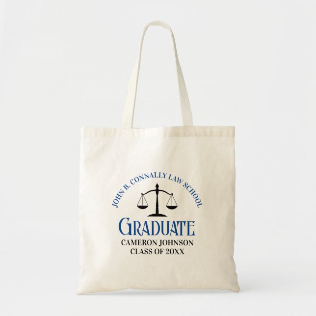 Tote Bag Bleu Personnalisé Diplôme de l'école de droit comm (Devant)