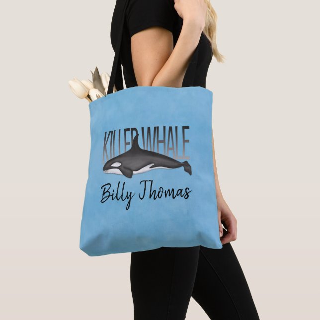 Tote Bag Bleu Personnalisé Minimaliste Océan Nautique (De près)