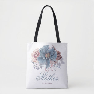 Tote Bag Bleu poussiéreux et floral élégant mariage mauve