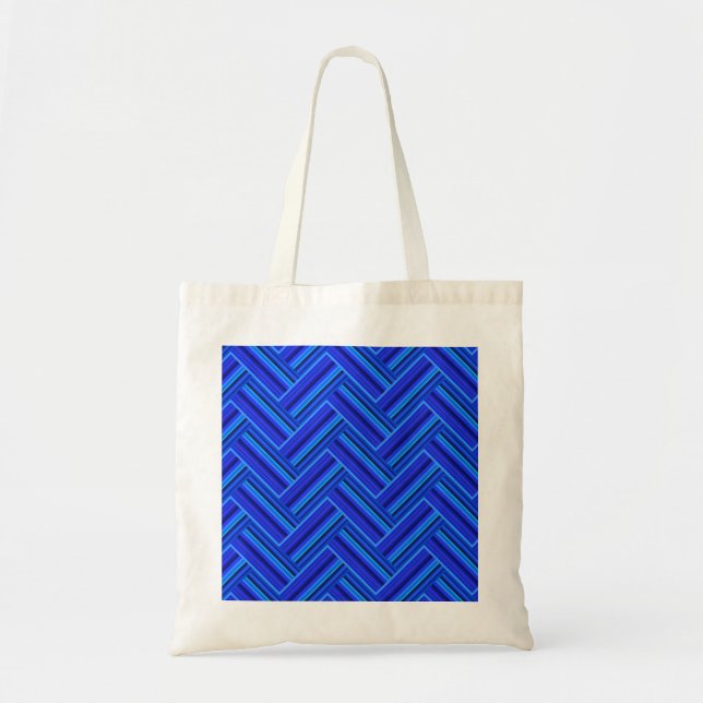 Tote Bag Bleu rayures double motif (Devant)