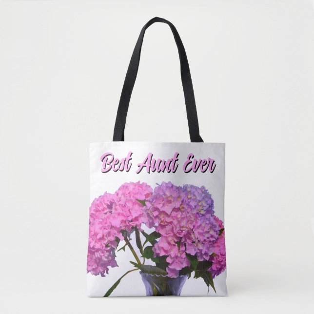 Tote Bag Bleu rose Hydrangeas rose fleurs pourpres meilleur (Devant)