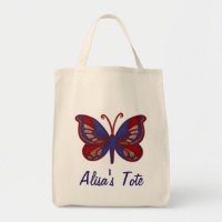 Bleu rouge Papillon-Sac fourre-tout d'épicerie