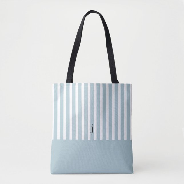 Tote Bag BLEU STRIPED PERSONNALISÉ fourre-tout (Devant)