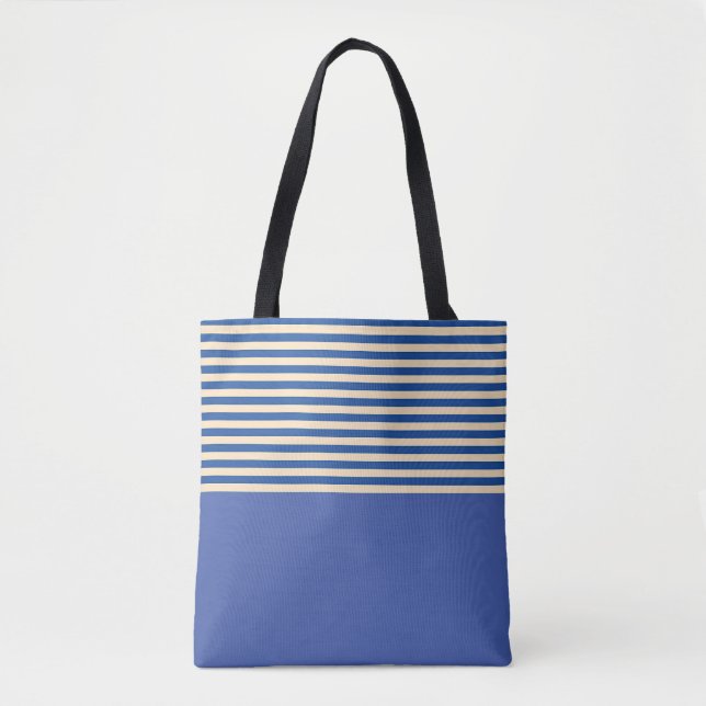 Tote Bag Bleu sur bande bleue (Devant)