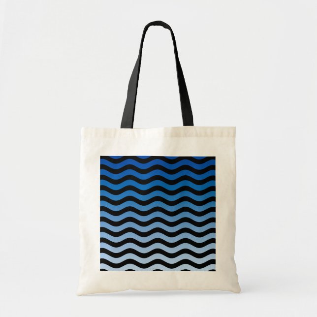 Tote Bag Bleu teintes ondulées rayures (Devant)