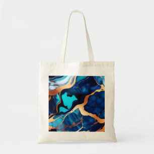 Tote Bag Bleu tendance en or faux marbre