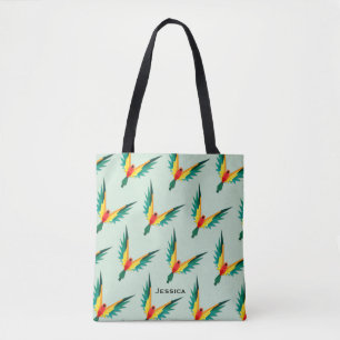 Tote Bag Bleu tropical moderne de motif d'oiseau