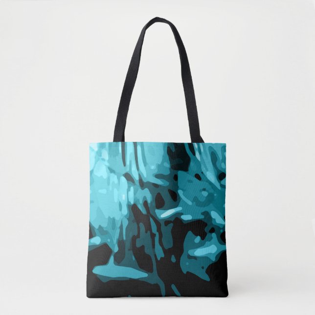 Tote Bag Bleu Turquoise tendance Aqua Camo Motif (Devant)