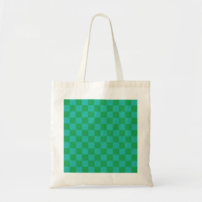 Tote Bag Bleu vert À damiers En vichy Motif (Devant)