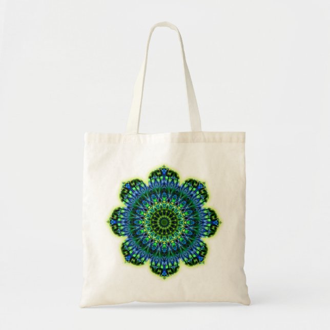 Tote Bag bleu vert mandala (Devant)