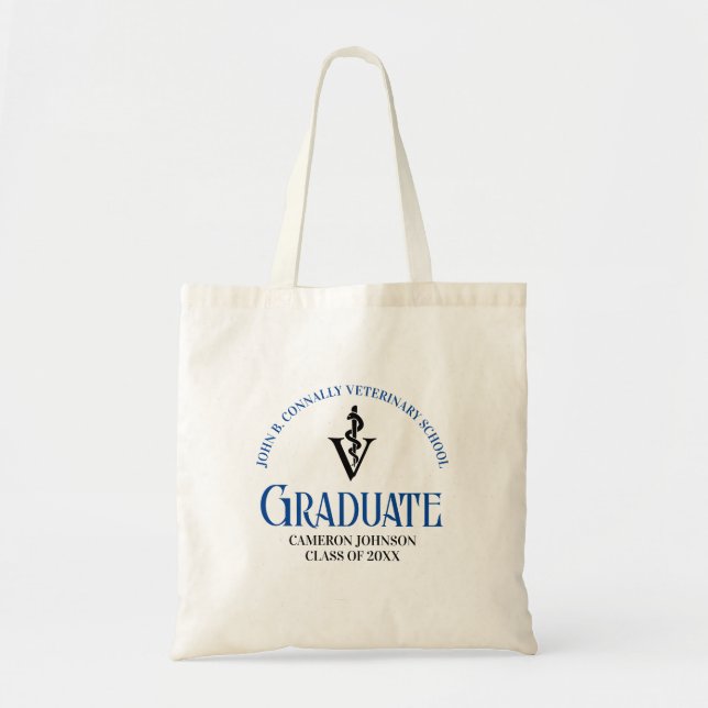 Tote Bag Bleu Vétérinaire Diplôme sur mesure (Devant)