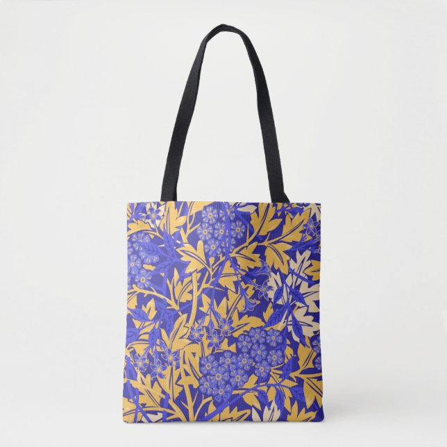 Tote Bag Bleu vif ornemental et jaune or (Devant)