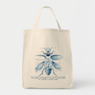 Tote Bag Bleu vintage des scarabées   de l'entomologie   de
