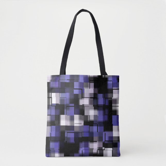 Tote Bag Bleu violet noir blanc tendance (Devant)