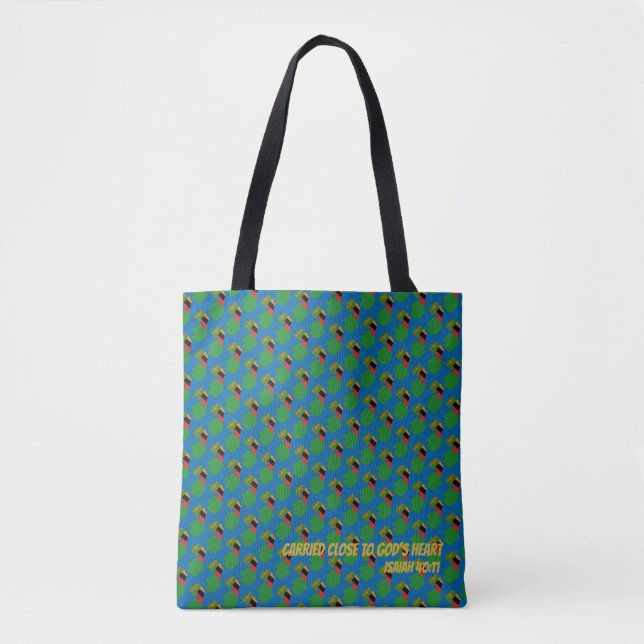 Tote Bag Bleu ZAMBIE DRAPEAU Isaïe Écriture chrétienne (Devant)