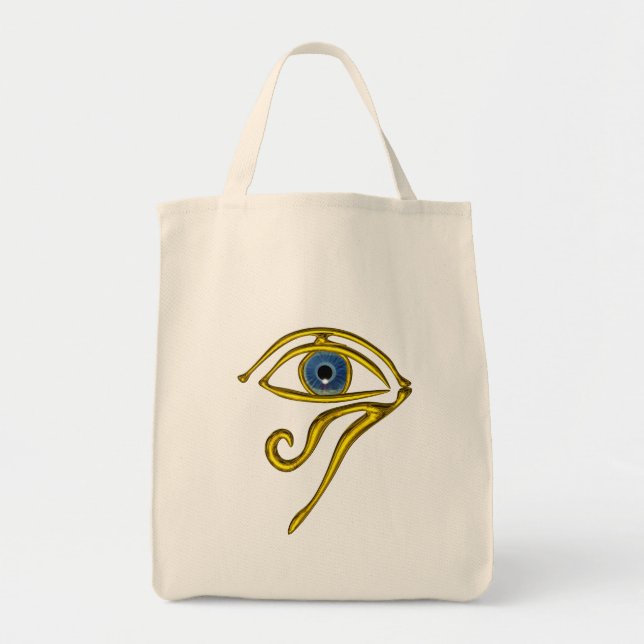 TOTE BAG BLEUE TALISMAN / OEIL OR HORUS (Devant)