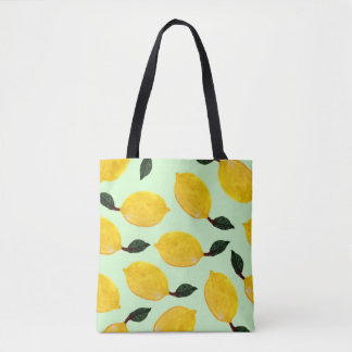 Tote Bag Bleuets de citron juteux : Aquarelle en papier tra