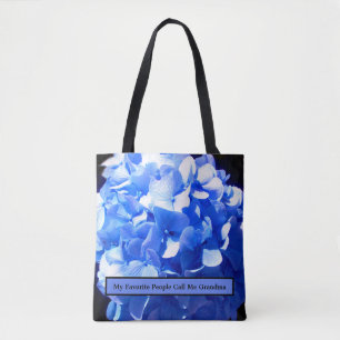 Tote Bag Bleus cobalt floraux élégants hortensias bleus