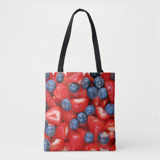 Tote Bag Bleus et fraises (Devant)