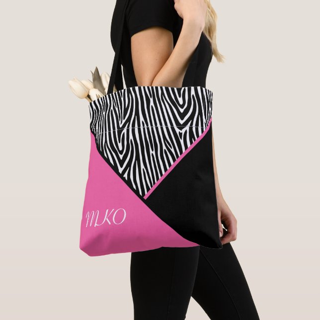 Tote Bag Bloc de couleur avec impression Zebra (De près)