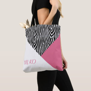 Tote Bag Bloc de couleur noir et rose
