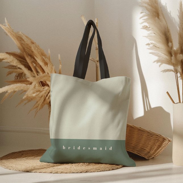 Tote Bag Bloc de couleur personnalisé Mint (Mint green color block bridesmaid wedding tote bag.)