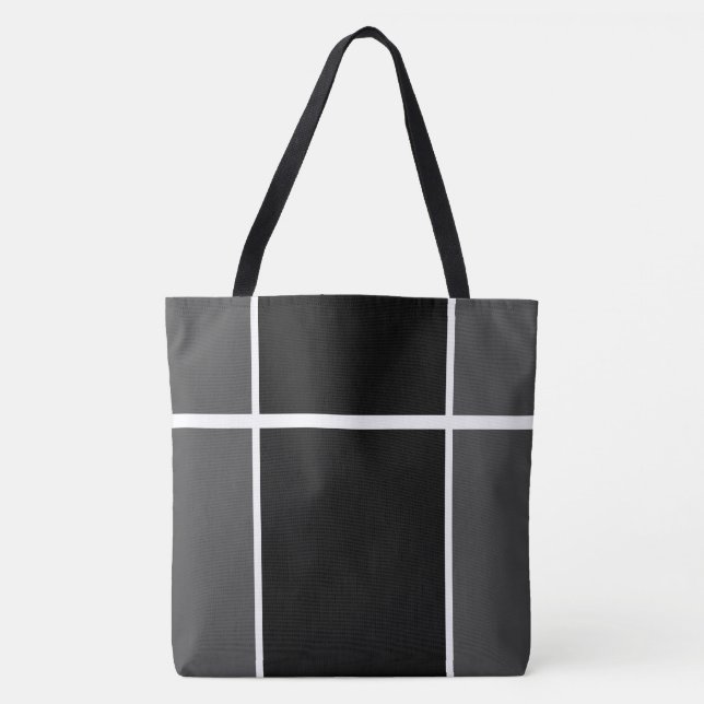 Tote Bag Bloc de couleur professionnel noir gris foncé blan (Devant)